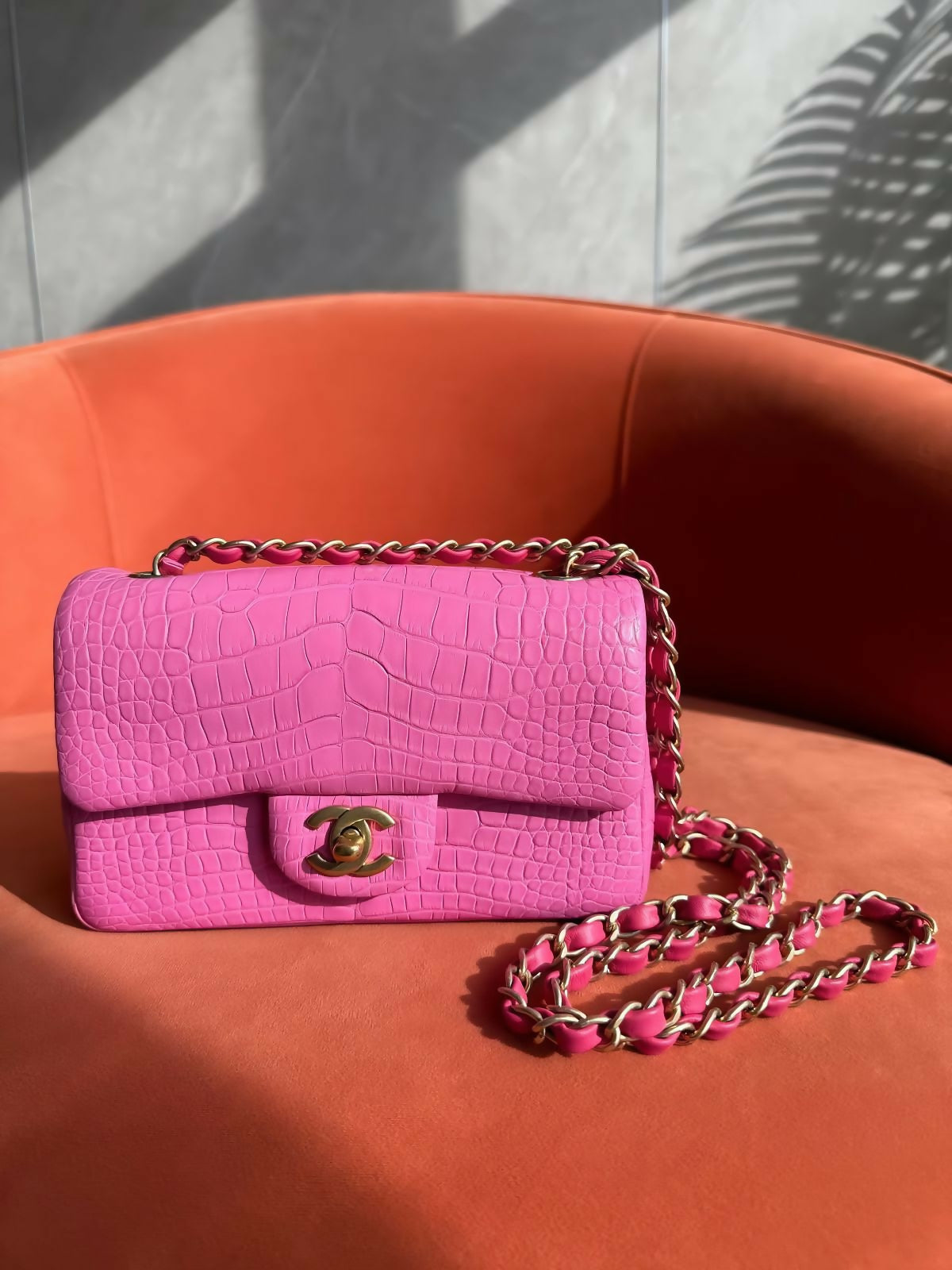 Chanel Mini Classic Flap Bag – Pink Crocodile