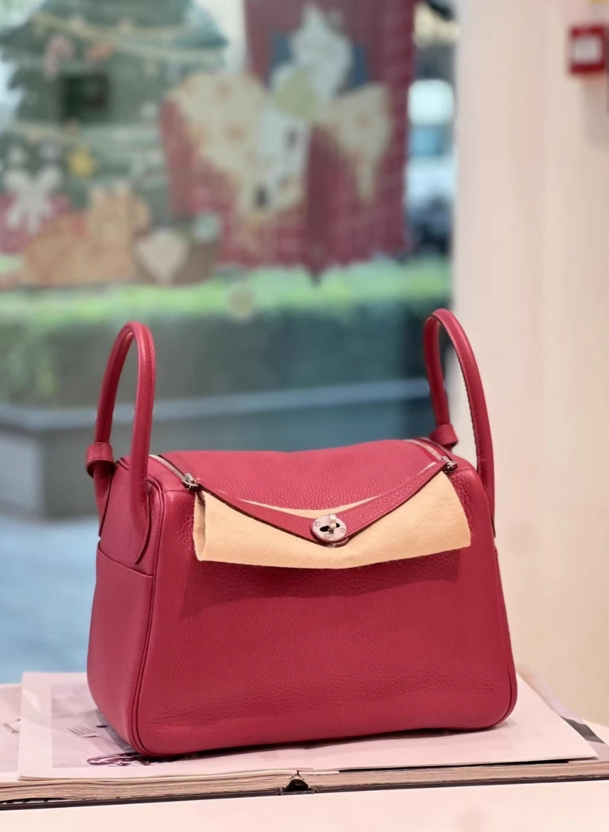 Hermes Lindy 30 Ruby Clemence Leather  Palladium Hardware