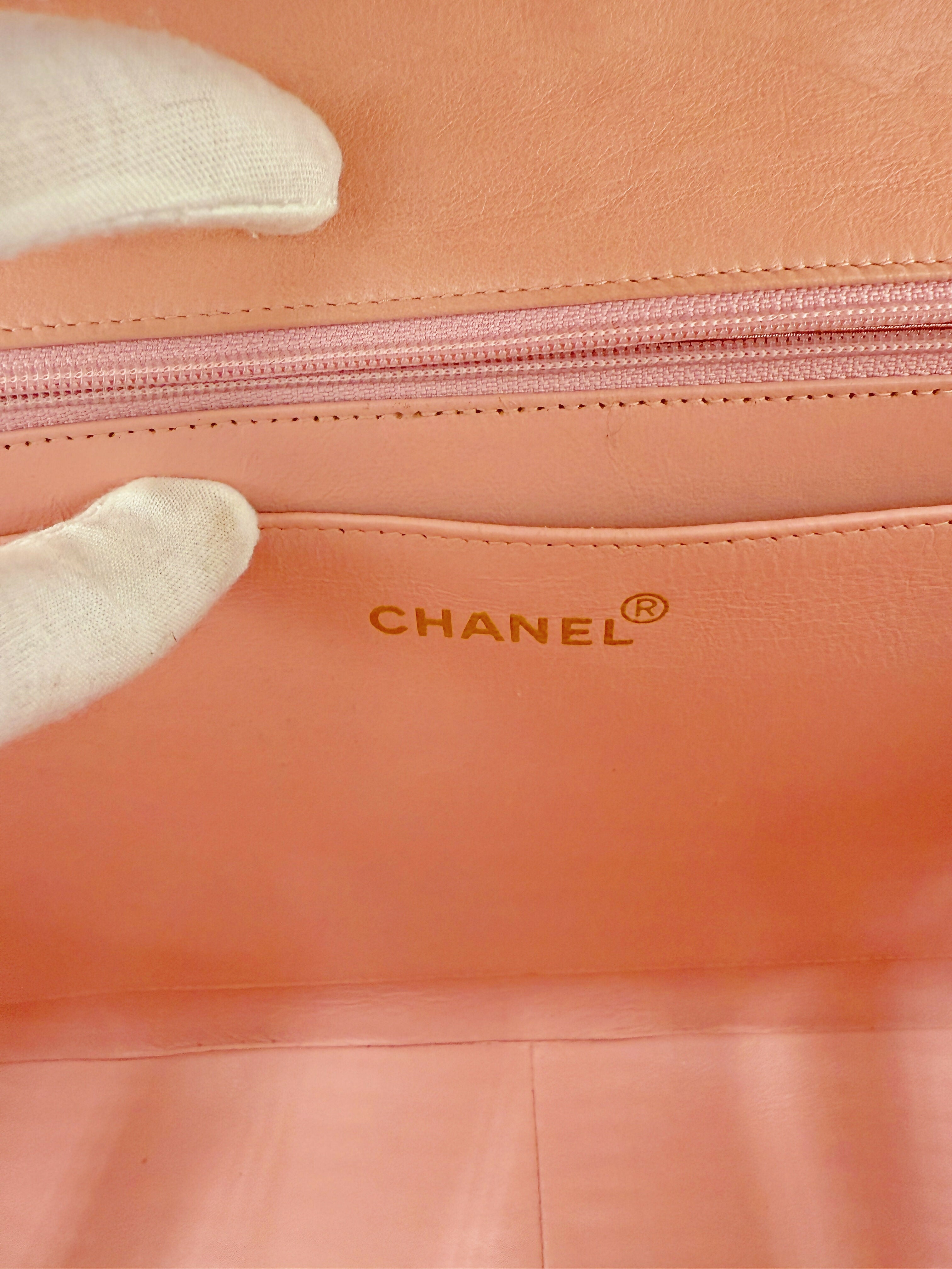 Chanel Vintage Maxi Flap Bag – Series 2 in Pink Lambskin with 24k Gold Hardware