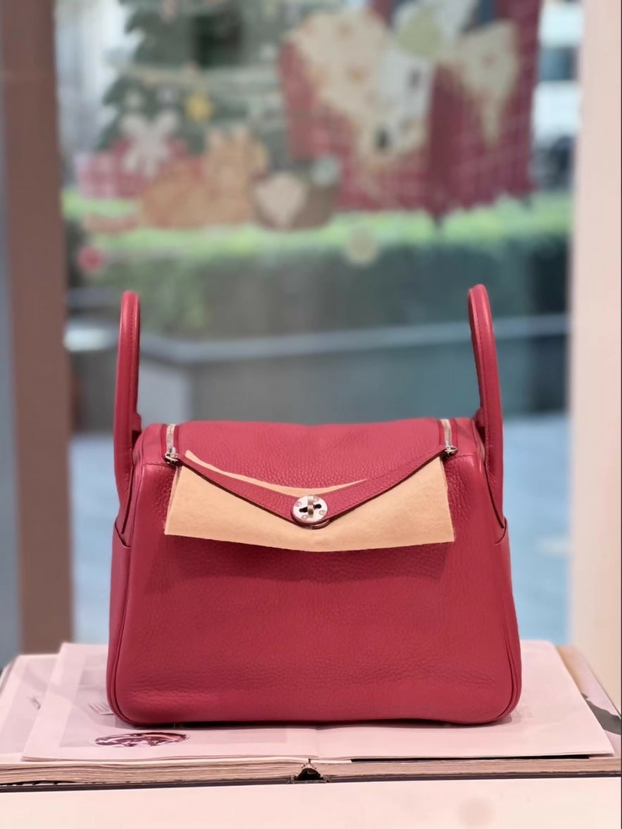 Hermes Lindy 30 Ruby Clemence Leather  Palladium Hardware