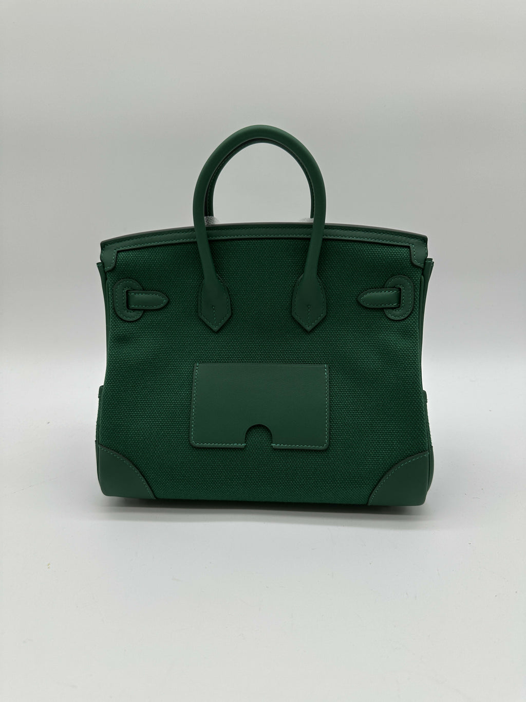 Hermes Birkin 25 Cargo Toile Goeland/Veau Swift Vert Moyen phw stamp K