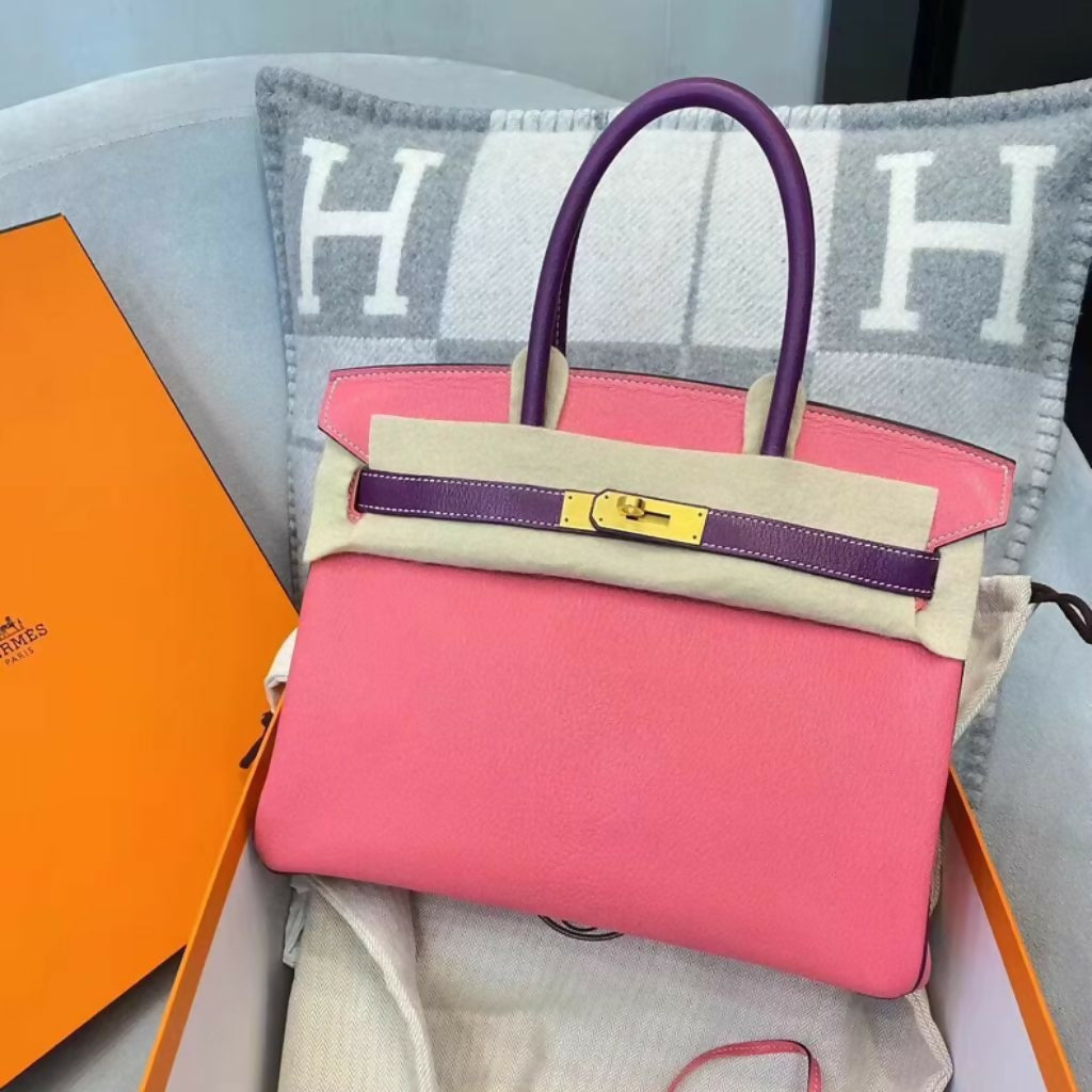 Hermes birkin 30 Pink/Anemone Swift Leather Gold Hardware
