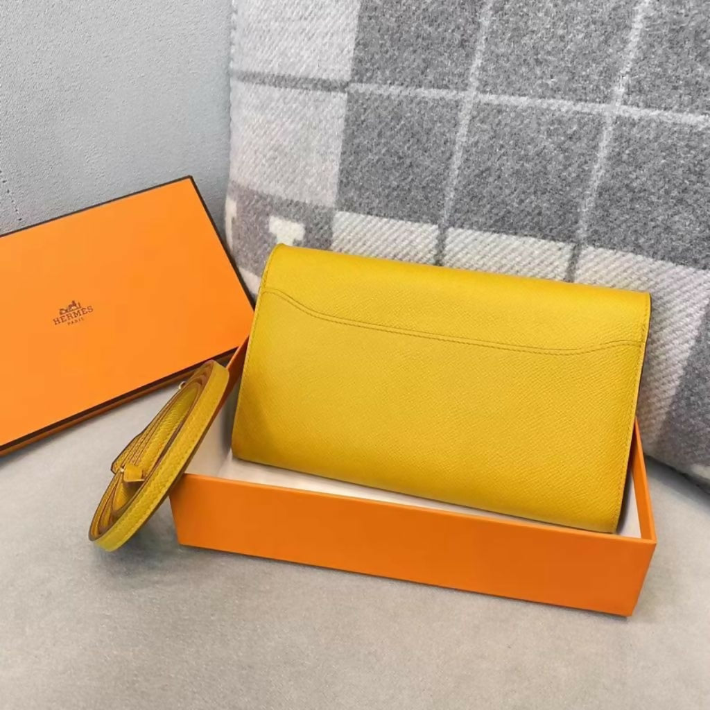 Hermes Kelly To go Jaune amber epsom leather gold hardware